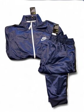 Nike Navy Blue Jacket with White Zip and Joggers Set